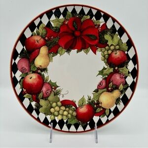 Certified International - Susan Winget - Holiday Harlequin Dinner Plate - Rare
